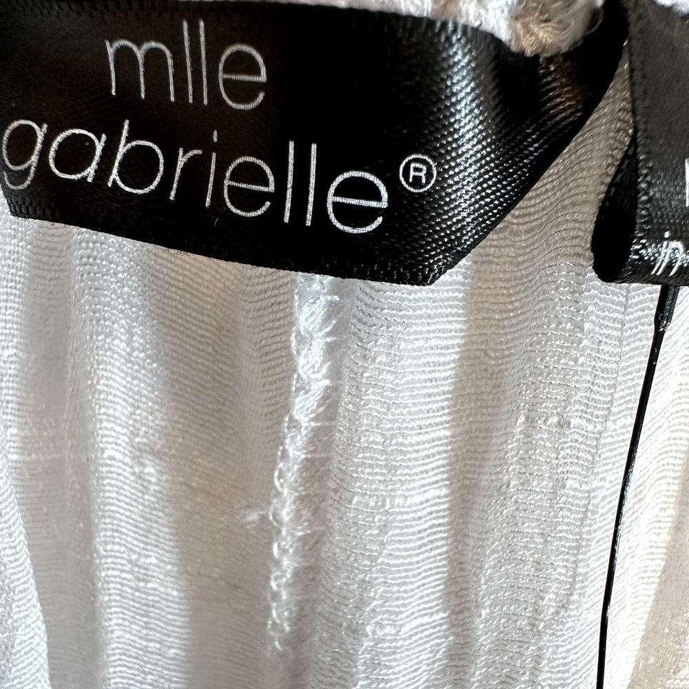 Mille Gabrielle Off The Shoulder Lace Trim Maxi White Dress Belt Lined Size L - Picture 4 of 13